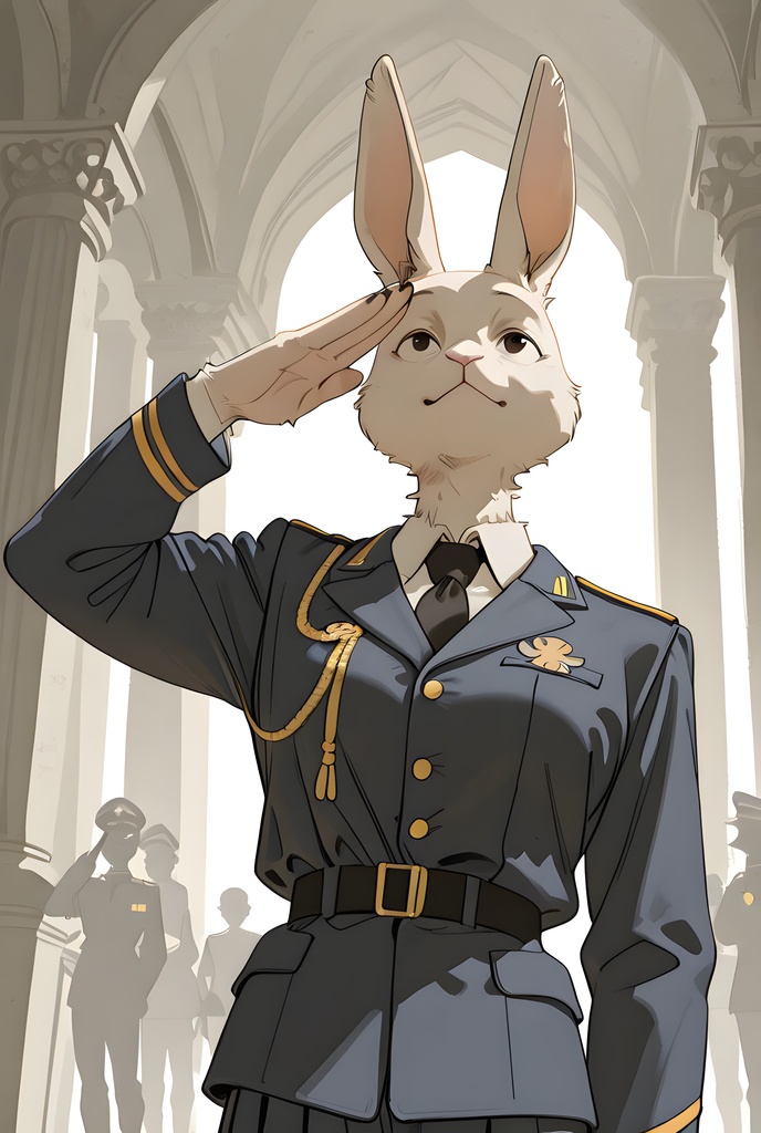 獣人軍人素材集:白うさぎ士官、紺制服 Beastman Soldier Material Collection:White Rabbit Officer, Navy Uniform