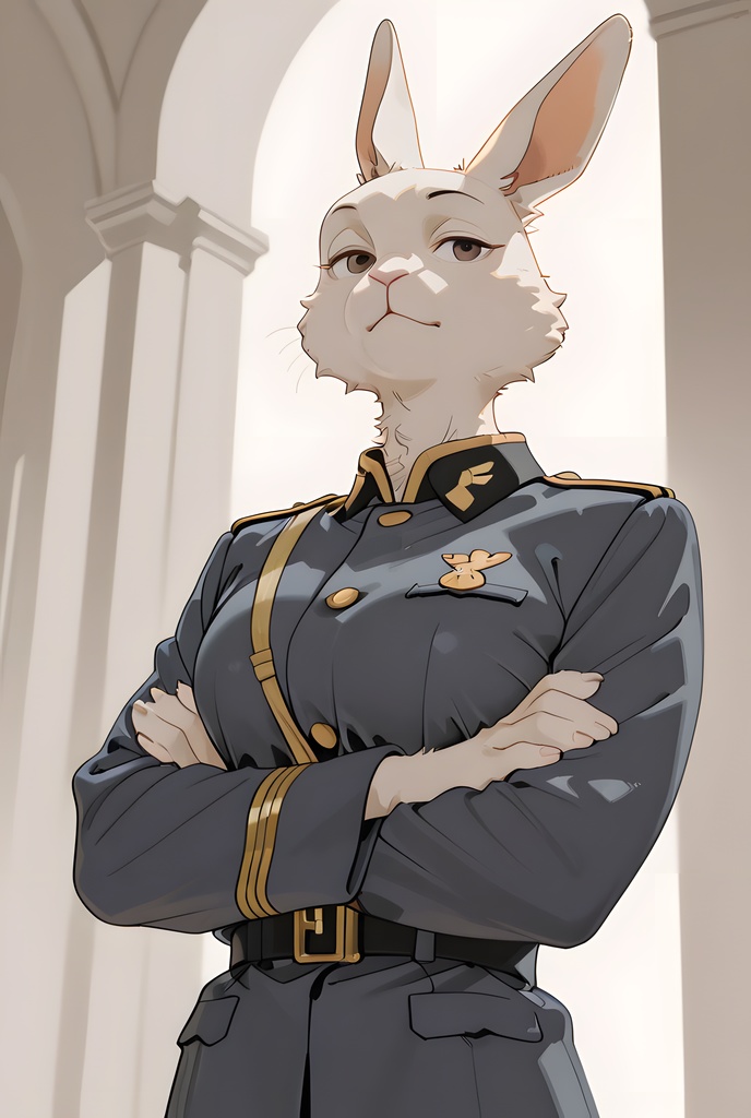 獣人軍人素材集:白うさぎ士官、紺制服 Beastman Soldier Material Collection:White Rabbit Officer, Navy Uniform