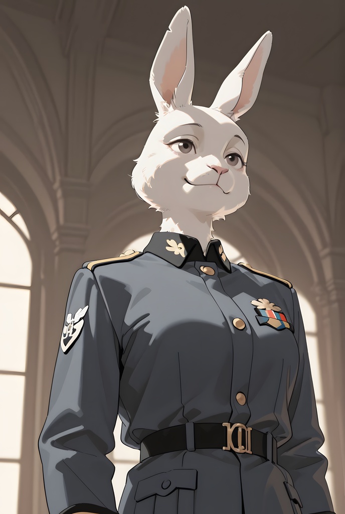 獣人軍人素材集:白うさぎ士官、紺制服 Beastman Soldier Material Collection:White Rabbit Officer, Navy Uniform