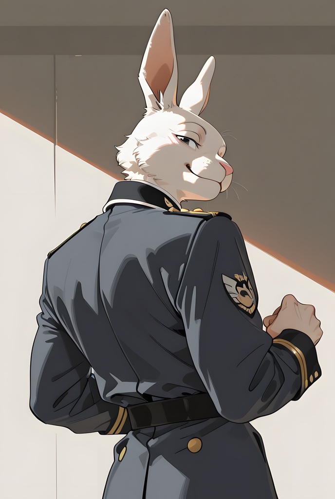 獣人軍人素材集:白うさぎ士官、紺制服 Beastman Soldier Material Collection:White Rabbit Officer, Navy Uniform