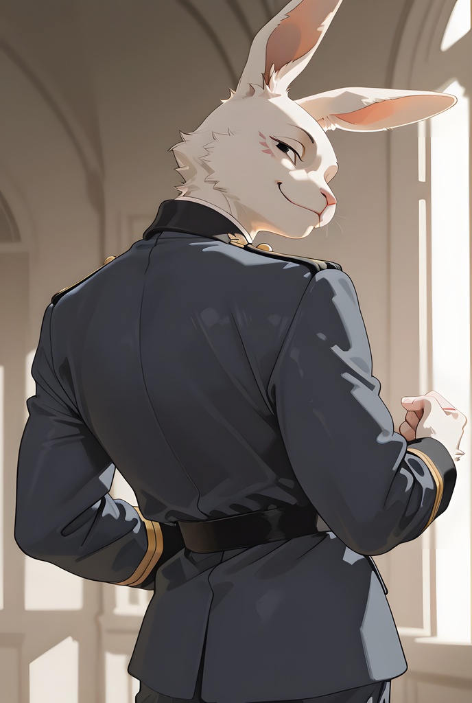 獣人軍人素材集:白うさぎ士官、紺制服 Beastman Soldier Material Collection:White Rabbit Officer, Navy Uniform