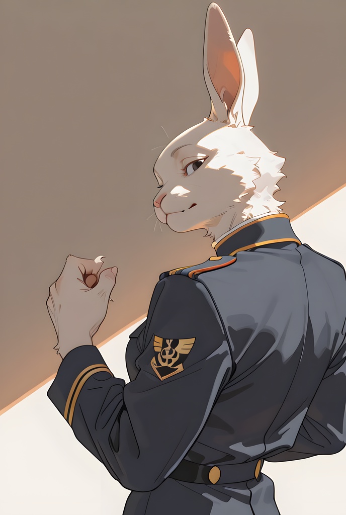 獣人軍人素材集:白うさぎ士官、紺制服 Beastman Soldier Material Collection:White Rabbit Officer, Navy Uniform