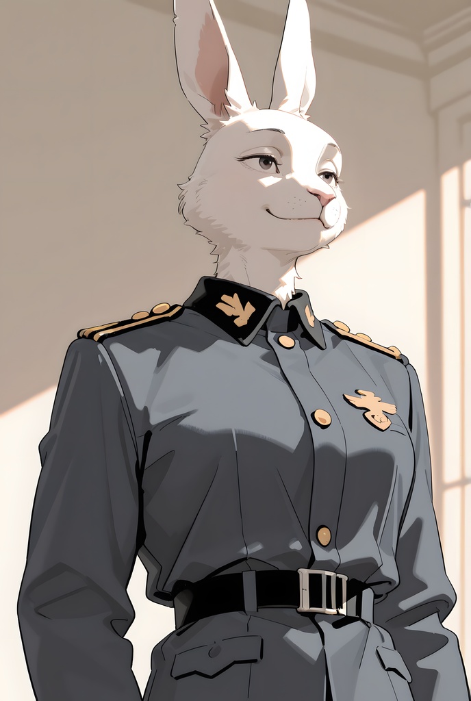 獣人軍人素材集:白うさぎ士官、紺制服 Beastman Soldier Material Collection:White Rabbit Officer, Navy Uniform