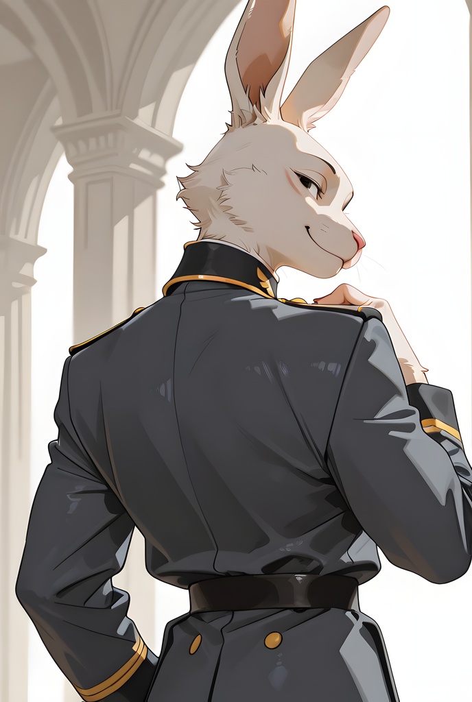獣人軍人素材集:白うさぎ士官、紺制服 Beastman Soldier Material Collection:White Rabbit Officer, Navy Uniform