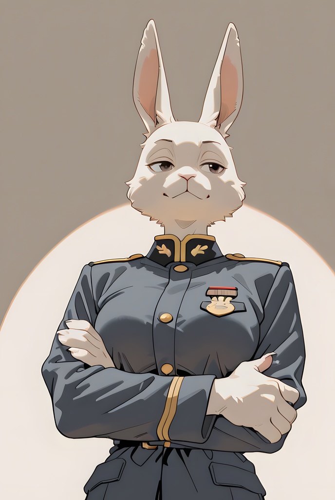 獣人軍人素材集:白うさぎ士官、紺制服 Beastman Soldier Material Collection:White Rabbit Officer, Navy Uniform