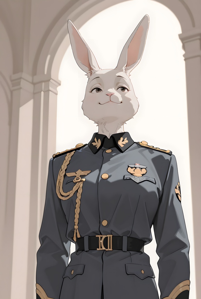 獣人軍人素材集:白うさぎ士官、紺制服 Beastman Soldier Material Collection:White Rabbit Officer, Navy Uniform