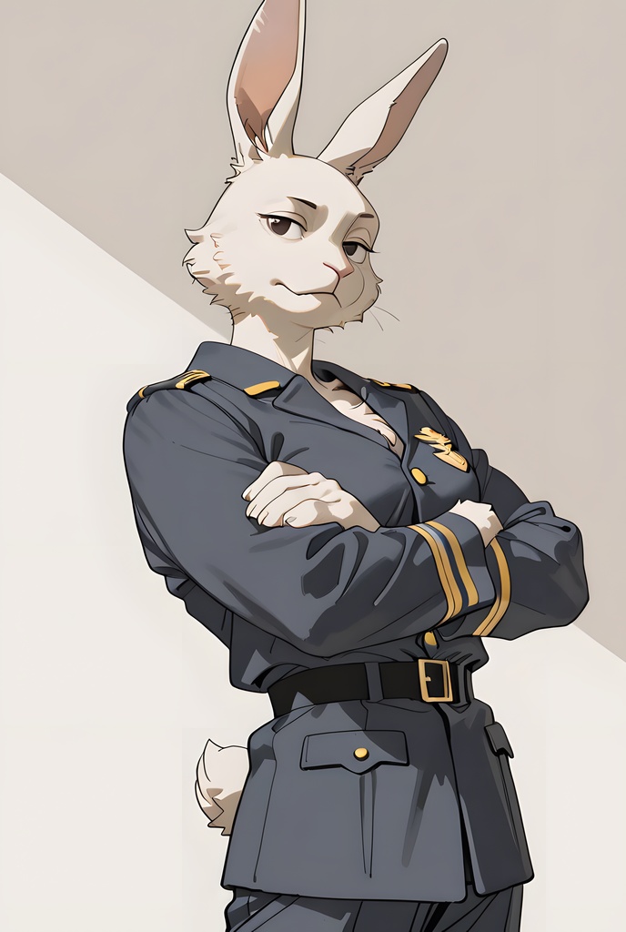 獣人軍人素材集:白うさぎ士官、紺制服 Beastman Soldier Material Collection:White Rabbit Officer, Navy Uniform