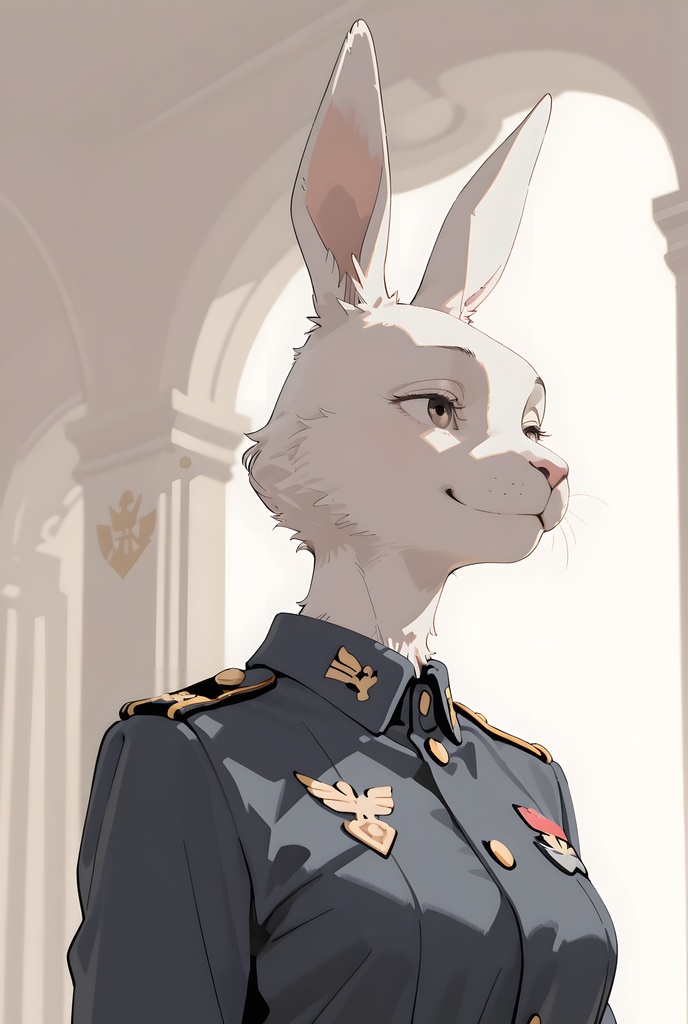 獣人軍人素材集:白うさぎ士官、紺制服 Beastman Soldier Material Collection:White Rabbit Officer, Navy Uniform