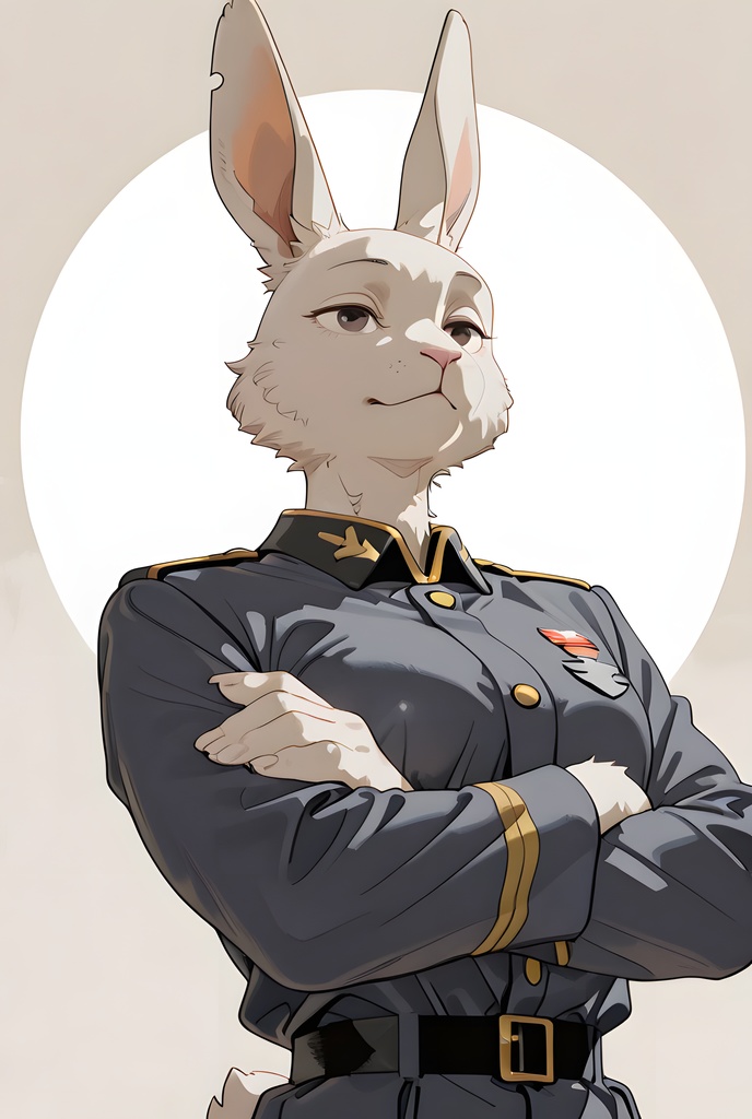 獣人軍人素材集:白うさぎ士官、紺制服 Beastman Soldier Material Collection:White Rabbit Officer, Navy Uniform