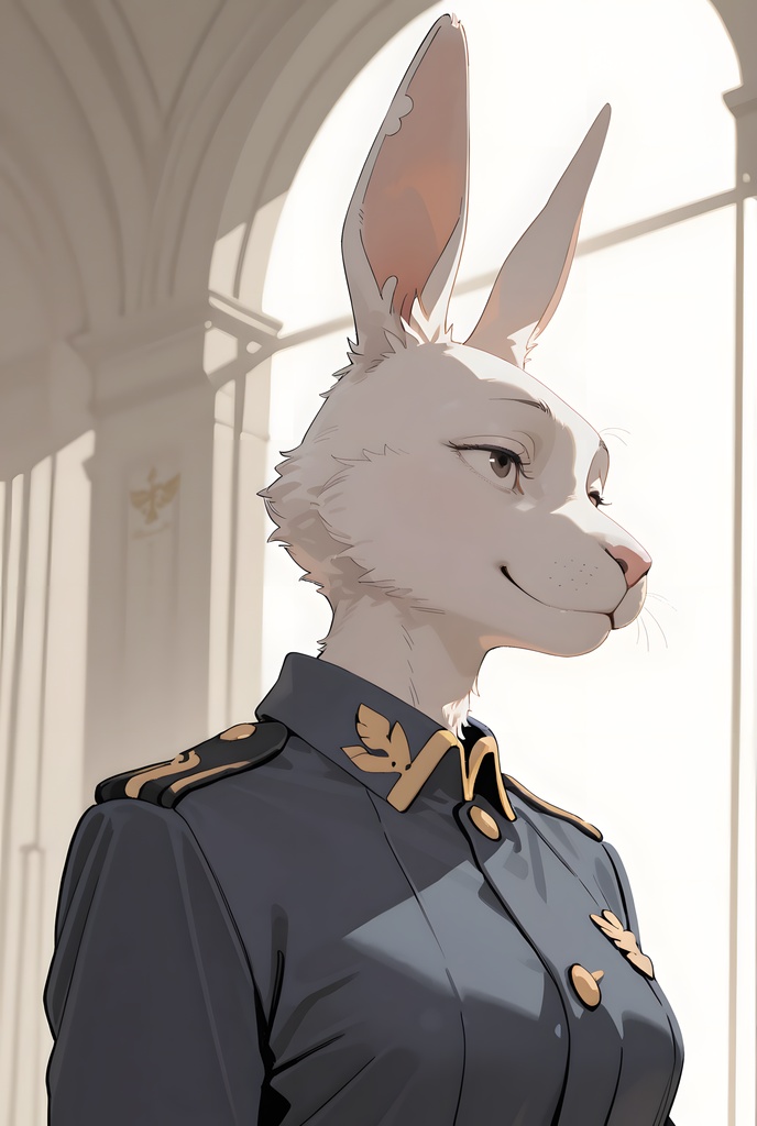 獣人軍人素材集:白うさぎ士官、紺制服 Beastman Soldier Material Collection:White Rabbit Officer, Navy Uniform