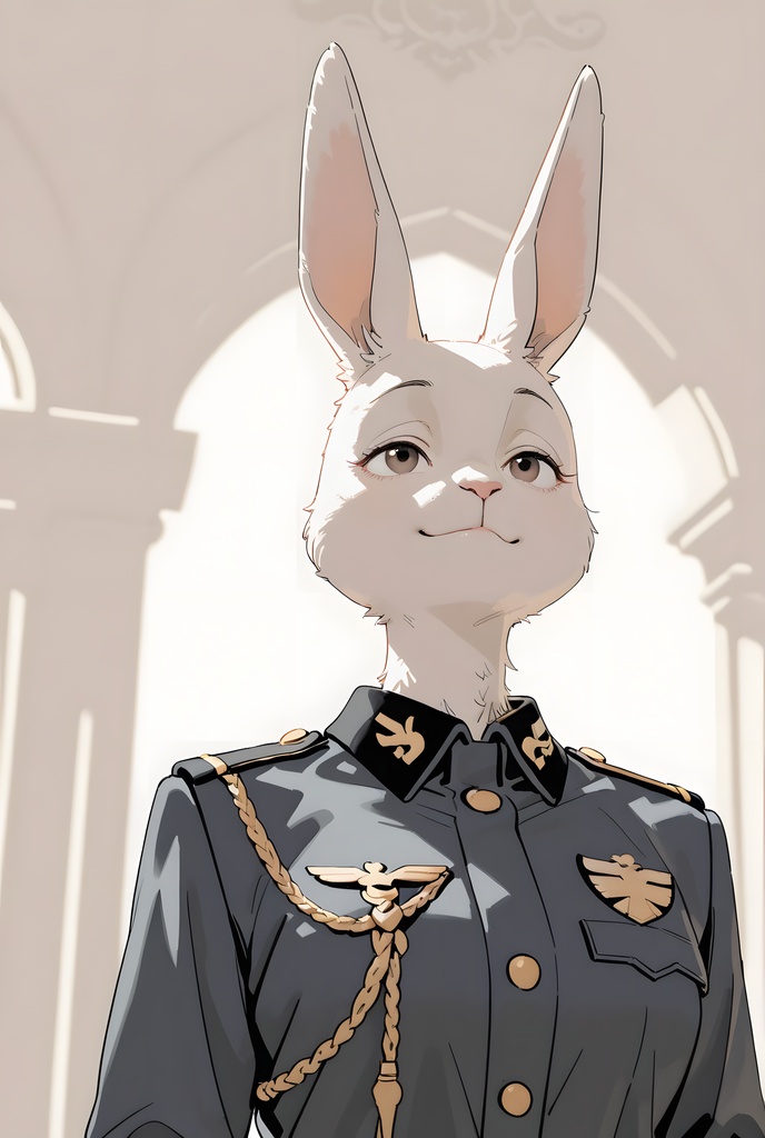 獣人軍人素材集:白うさぎ士官、紺制服 Beastman Soldier Material Collection:White Rabbit Officer, Navy Uniform