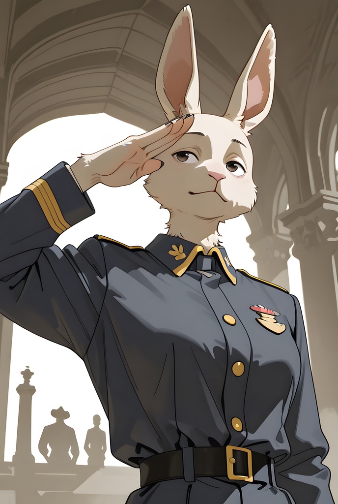 獣人軍人素材集:白うさぎ士官、紺制服 Beastman Soldier Material Collection:White Rabbit Officer, Navy Uniform