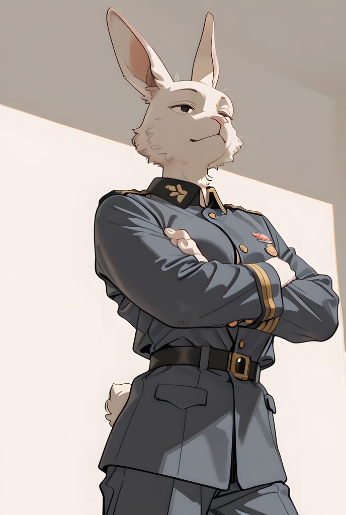 獣人軍人素材集:白うさぎ士官、紺制服 Beastman Soldier Material Collection:White Rabbit Officer, Navy Uniform