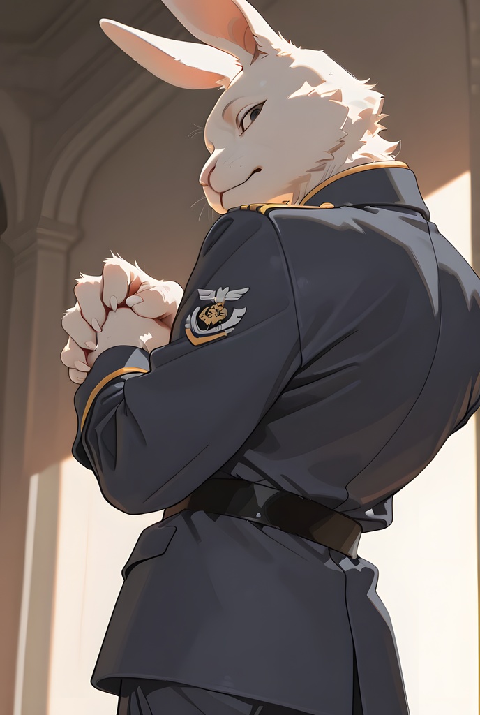 獣人軍人素材集:白うさぎ士官、紺制服 Beastman Soldier Material Collection:White Rabbit Officer, Navy Uniform