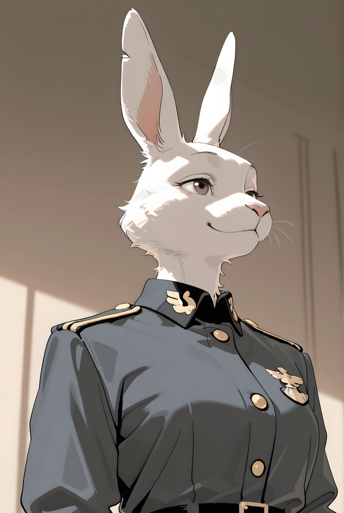 獣人軍人素材集:白うさぎ士官、紺制服 Beastman Soldier Material Collection:White Rabbit Officer, Navy Uniform