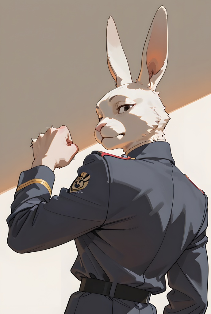 獣人軍人素材集:白うさぎ士官、紺制服 Beastman Soldier Material Collection:White Rabbit Officer, Navy Uniform