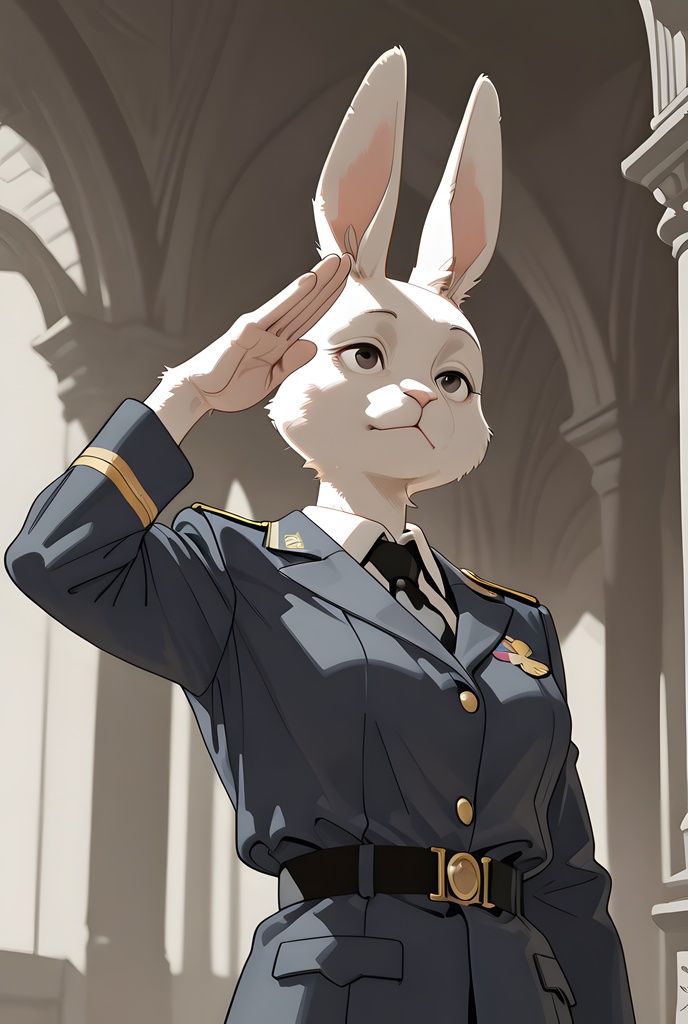 獣人軍人素材集：白うさぎ士官、紺制服　Beastman Soldier Material Collection：White Rabbit Officer, Navy Uniform