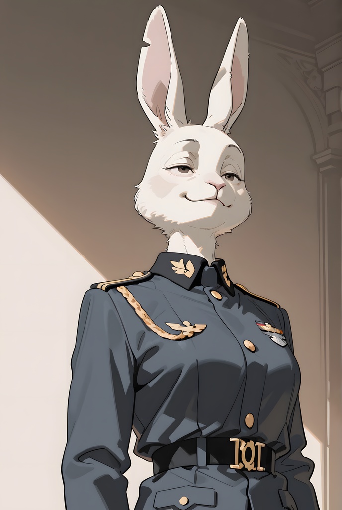 獣人軍人素材集:白うさぎ士官、紺制服 Beastman Soldier Material Collection:White Rabbit Officer, Navy Uniform