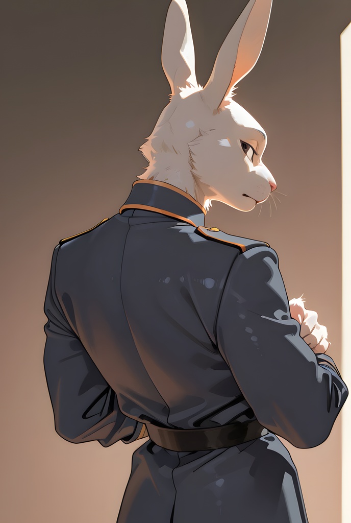 獣人軍人素材集:白うさぎ士官、紺制服 Beastman Soldier Material Collection:White Rabbit Officer, Navy Uniform