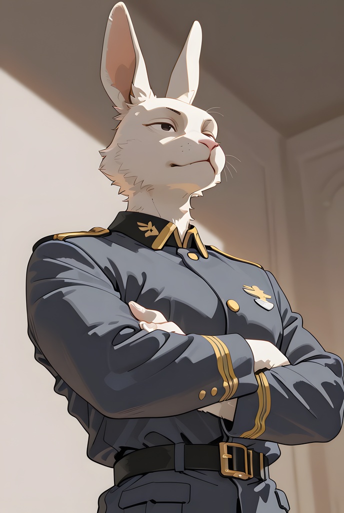 獣人軍人素材集:白うさぎ士官、紺制服 Beastman Soldier Material Collection:White Rabbit Officer, Navy Uniform