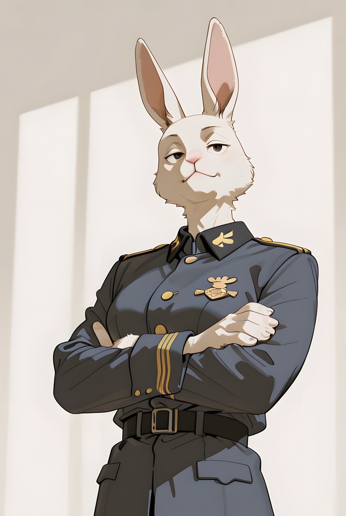 獣人軍人素材集:白うさぎ士官、紺制服 Beastman Soldier Material Collection:White Rabbit Officer, Navy Uniform