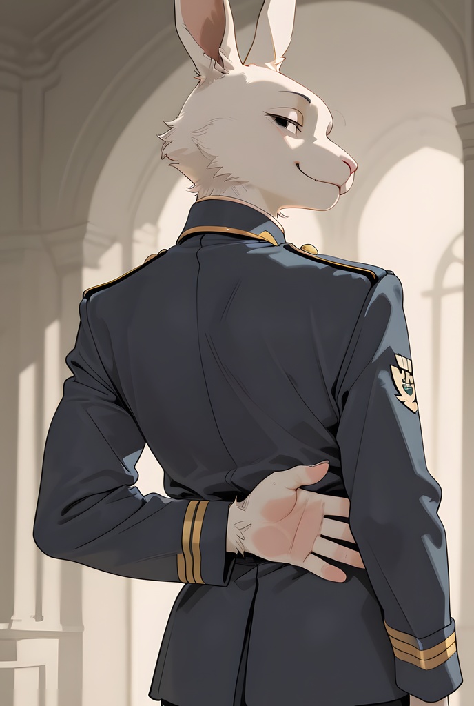 獣人軍人素材集:白うさぎ士官、紺制服 Beastman Soldier Material Collection:White Rabbit Officer, Navy Uniform