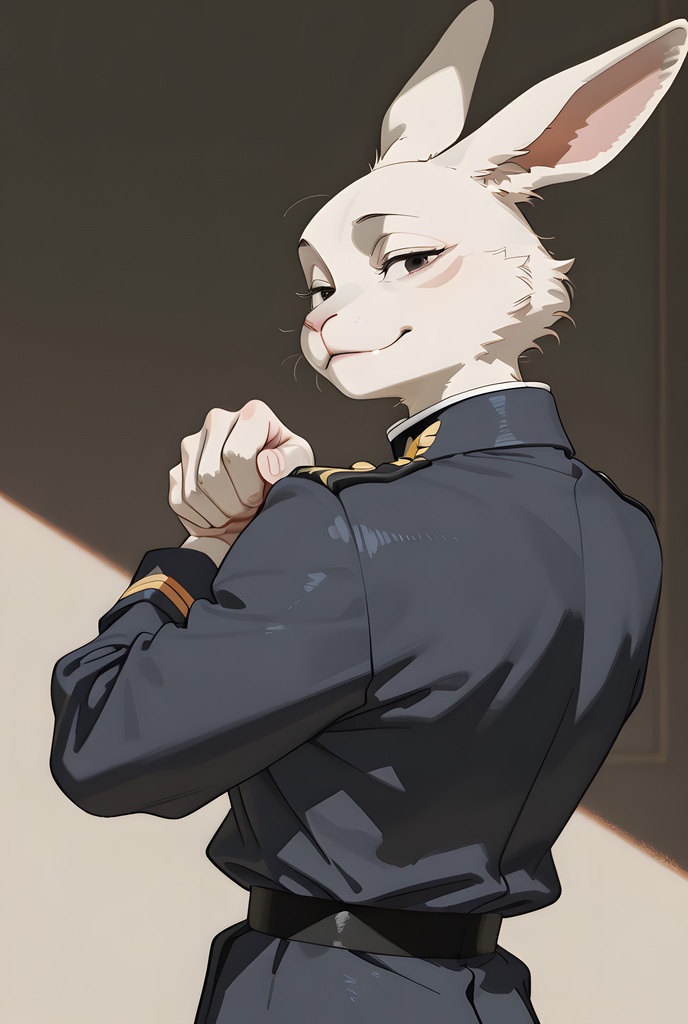 獣人軍人素材集:白うさぎ士官、紺制服 Beastman Soldier Material Collection:White Rabbit Officer, Navy Uniform