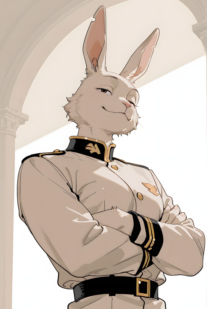 獣人軍人素材集:白うさぎ士官、白制服 Beastman Soldier Material Collection:White Rabbit Officer, White Uniform