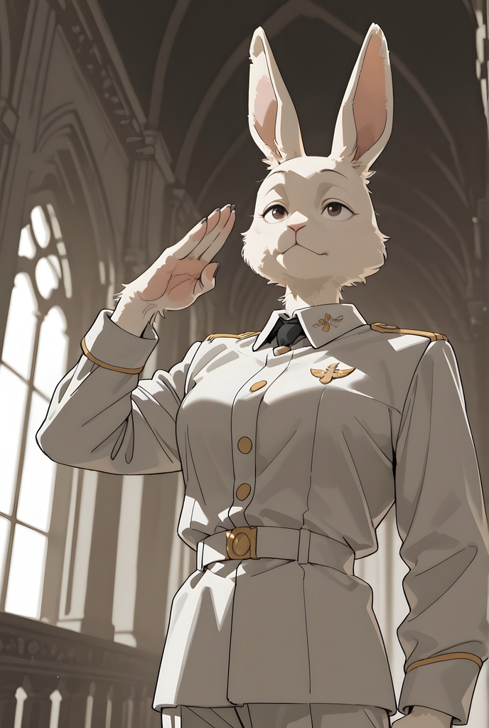 獣人軍人素材集:白うさぎ士官、白制服 Beastman Soldier Material Collection:White Rabbit Officer, White Uniform