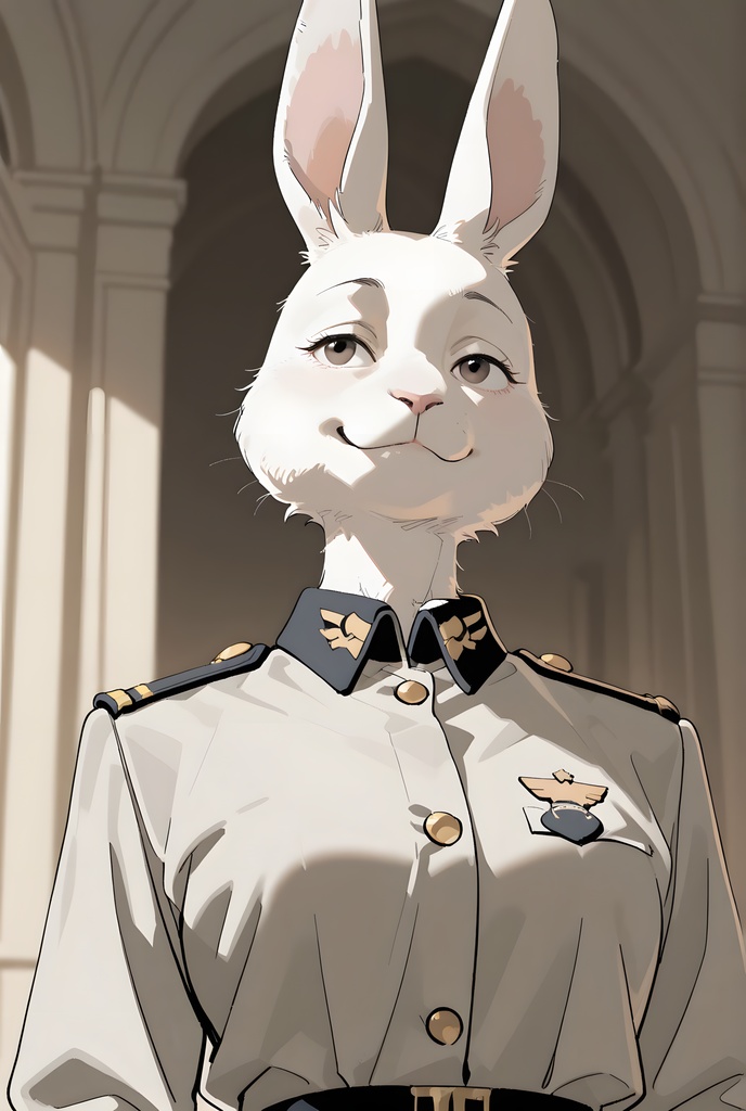 獣人軍人素材集:白うさぎ士官、白制服 Beastman Soldier Material Collection:White Rabbit Officer, White Uniform