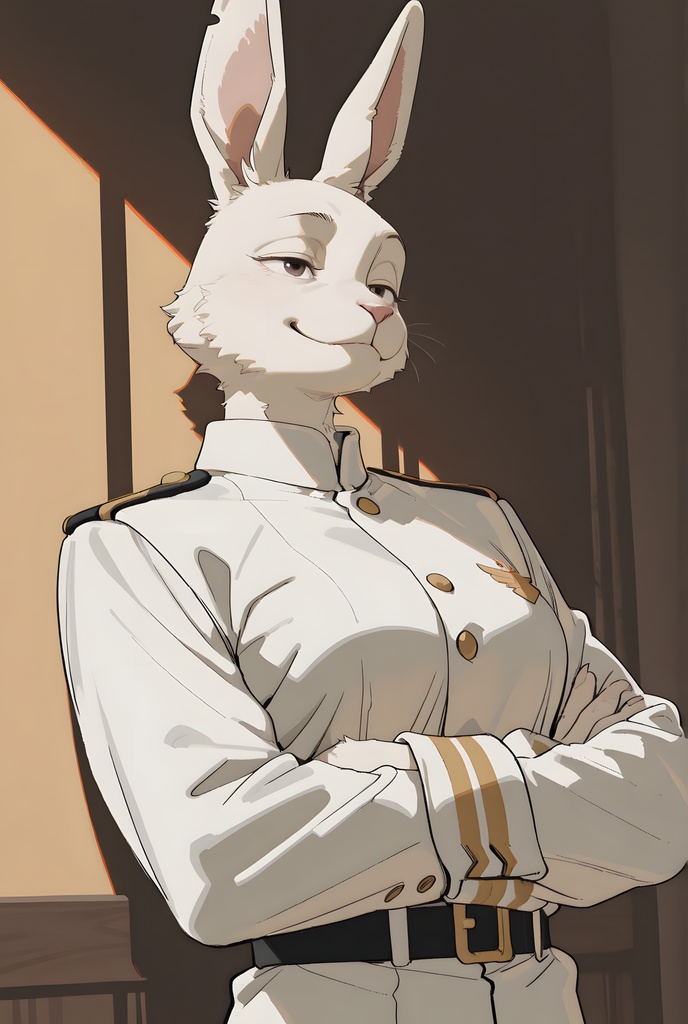 獣人軍人素材集:白うさぎ士官、白制服 Beastman Soldier Material Collection:White Rabbit Officer, White Uniform