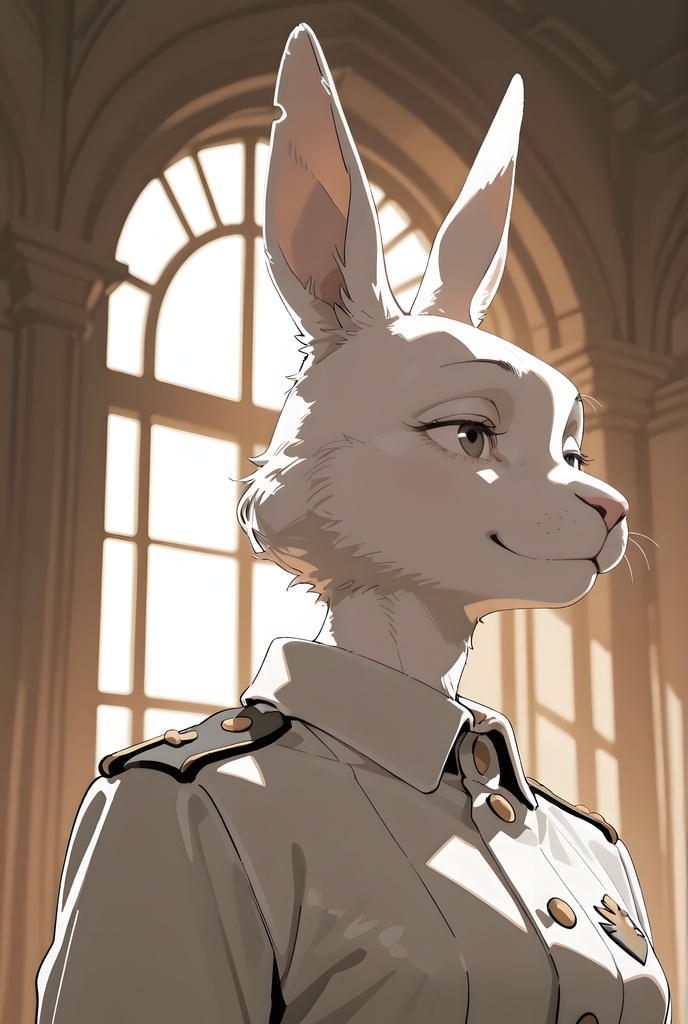 獣人軍人素材集:白うさぎ士官、白制服 Beastman Soldier Material Collection:White Rabbit Officer, White Uniform
