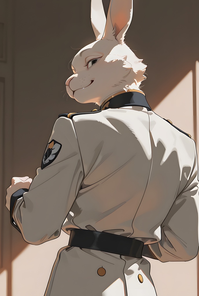 獣人軍人素材集:白うさぎ士官、白制服 Beastman Soldier Material Collection:White Rabbit Officer, White Uniform