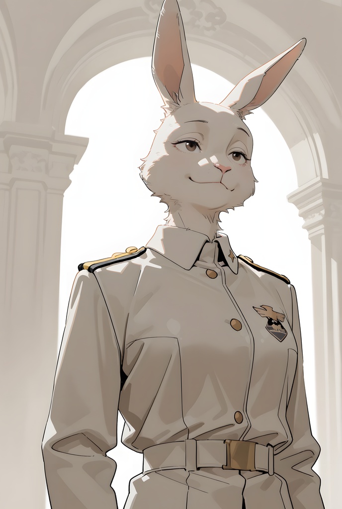 獣人軍人素材集:白うさぎ士官、白制服 Beastman Soldier Material Collection:White Rabbit Officer, White Uniform