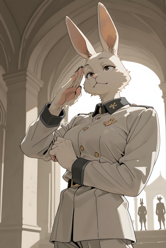 獣人軍人素材集:白うさぎ士官、白制服 Beastman Soldier Material Collection:White Rabbit Officer, White Uniform