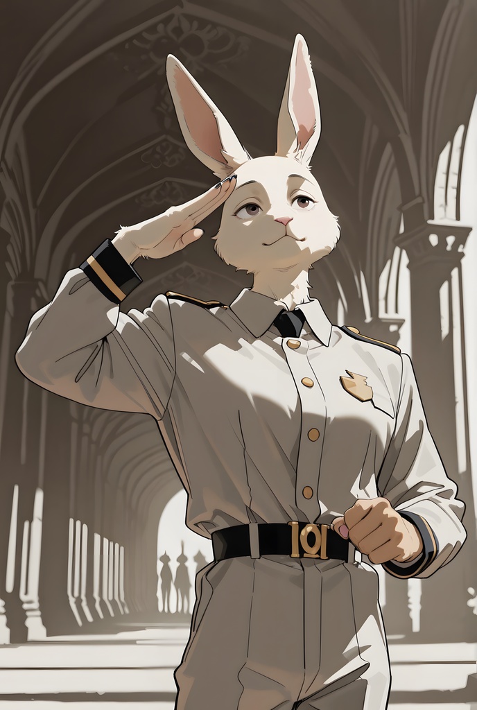 獣人軍人素材集:白うさぎ士官、白制服 Beastman Soldier Material Collection:White Rabbit Officer, White Uniform