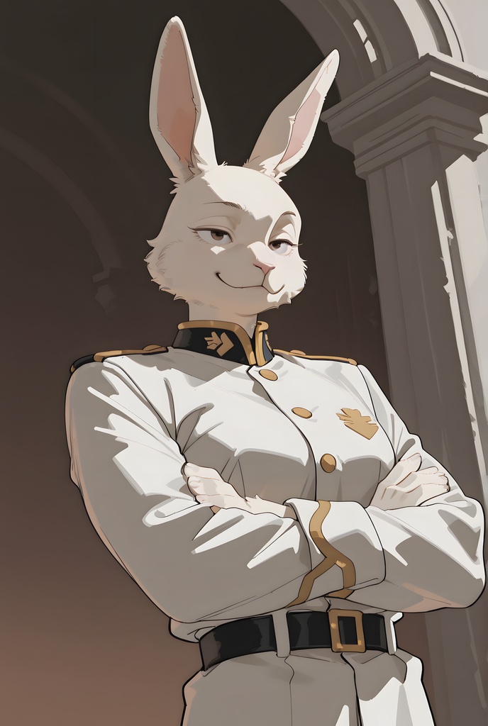 獣人軍人素材集:白うさぎ士官、白制服 Beastman Soldier Material Collection:White Rabbit Officer, White Uniform