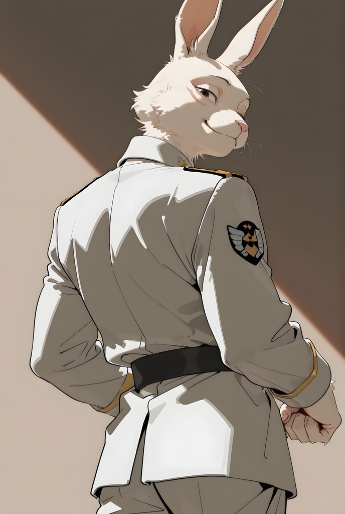 獣人軍人素材集:白うさぎ士官、白制服 Beastman Soldier Material Collection:White Rabbit Officer, White Uniform