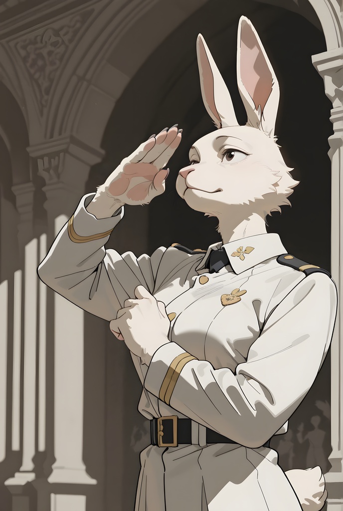 獣人軍人素材集:白うさぎ士官、白制服 Beastman Soldier Material Collection:White Rabbit Officer, White Uniform