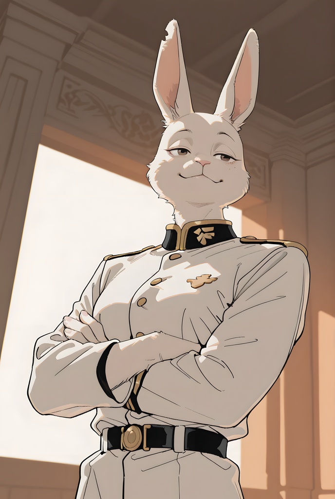 獣人軍人素材集:白うさぎ士官、白制服 Beastman Soldier Material Collection:White Rabbit Officer, White Uniform