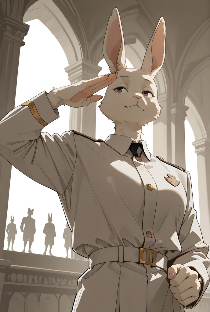 獣人軍人素材集:白うさぎ士官、白制服 Beastman Soldier Material Collection:White Rabbit Officer, White Uniform