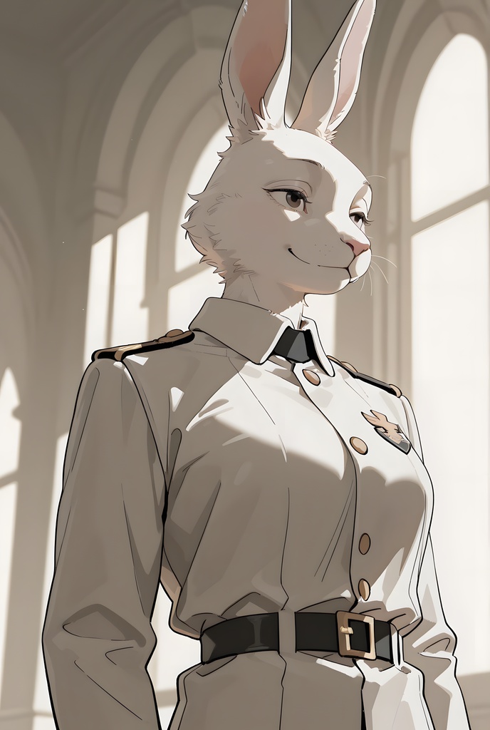 獣人軍人素材集:白うさぎ士官、白制服 Beastman Soldier Material Collection:White Rabbit Officer, White Uniform