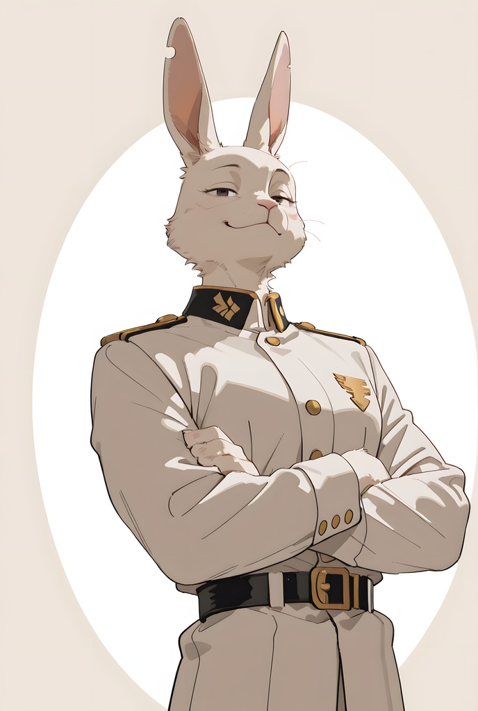 獣人軍人素材集:白うさぎ士官、白制服 Beastman Soldier Material Collection:White Rabbit Officer, White Uniform