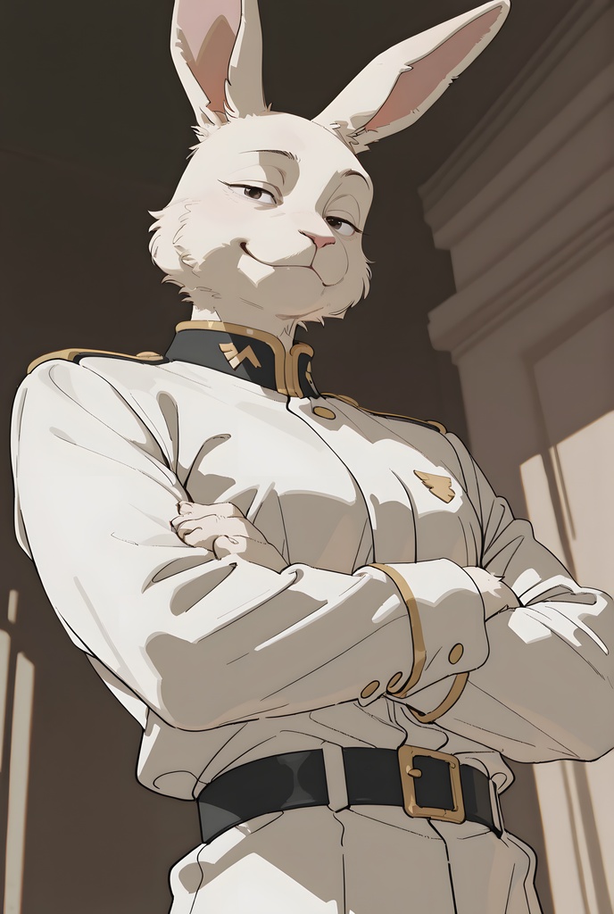 獣人軍人素材集:白うさぎ士官、白制服 Beastman Soldier Material Collection:White Rabbit Officer, White Uniform