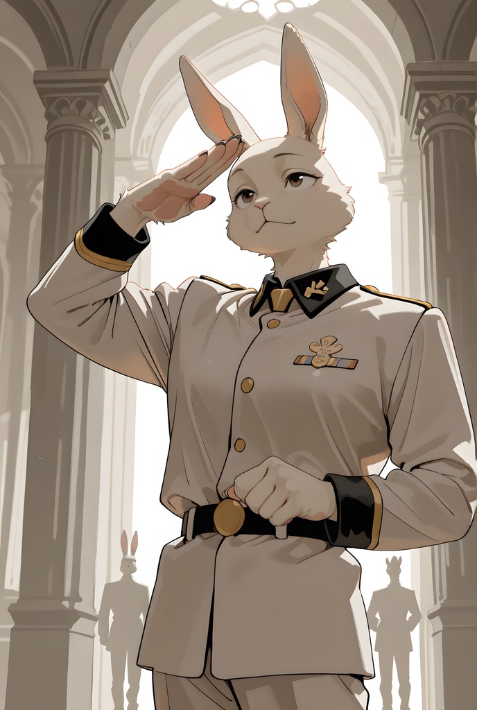 獣人軍人素材集:白うさぎ士官、白制服 Beastman Soldier Material Collection:White Rabbit Officer, White Uniform