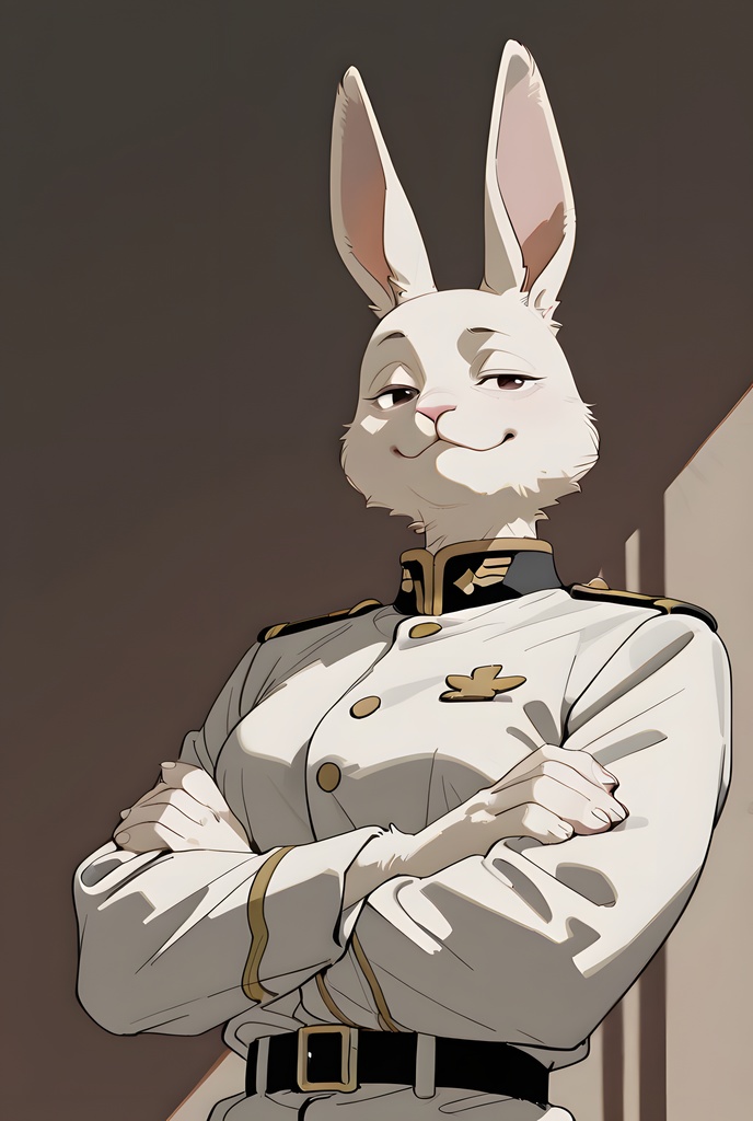 獣人軍人素材集:白うさぎ士官、白制服 Beastman Soldier Material Collection:White Rabbit Officer, White Uniform