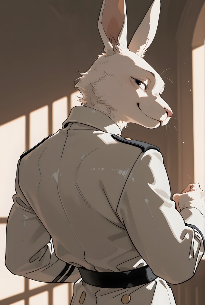 獣人軍人素材集:白うさぎ士官、白制服 Beastman Soldier Material Collection:White Rabbit Officer, White Uniform