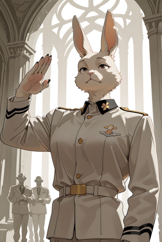 獣人軍人素材集:白うさぎ士官、白制服 Beastman Soldier Material Collection:White Rabbit Officer, White Uniform