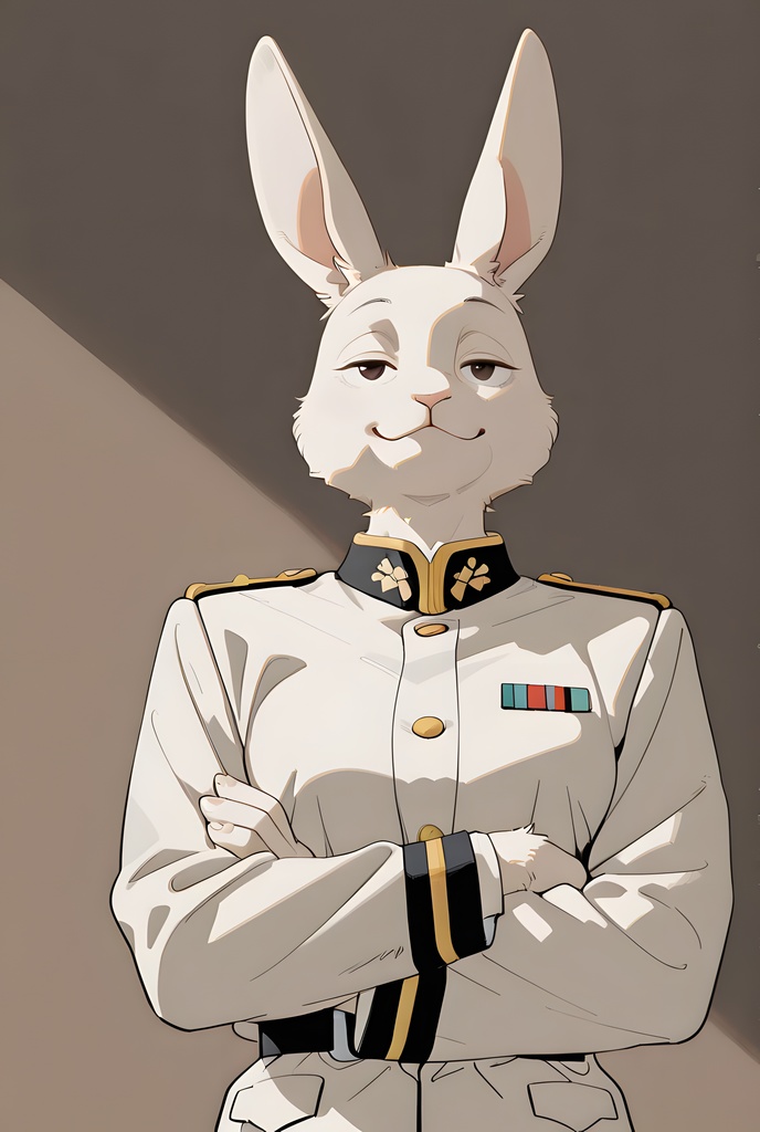 獣人軍人素材集:白うさぎ士官、白制服 Beastman Soldier Material Collection:White Rabbit Officer, White Uniform