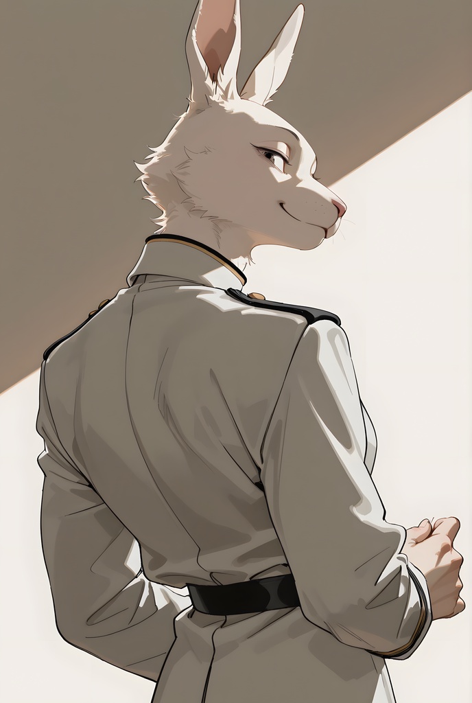 獣人軍人素材集:白うさぎ士官、白制服 Beastman Soldier Material Collection:White Rabbit Officer, White Uniform